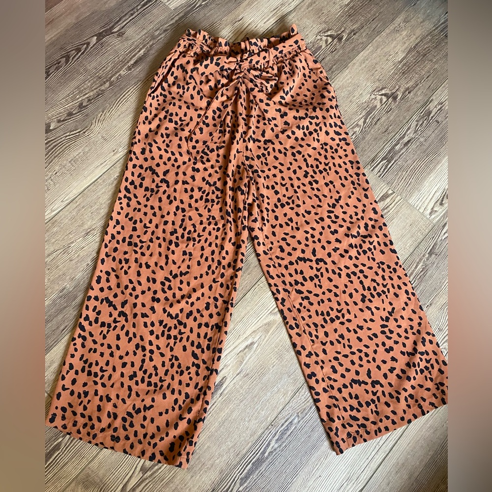Wide leg animal print pants
